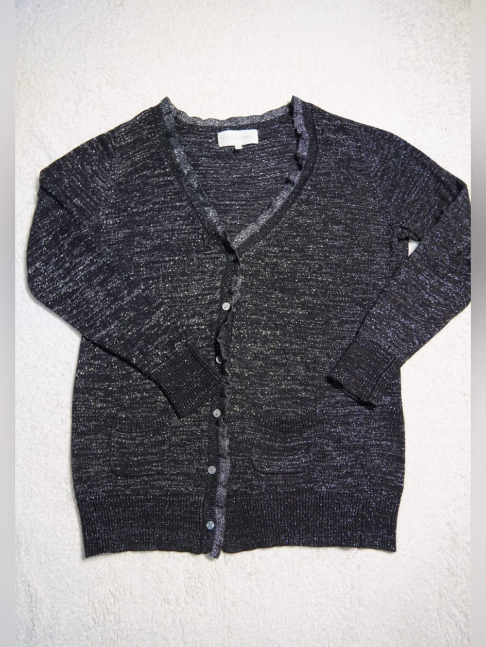 Victoria’s Secret Women’s Black Metallic Button-Front Cardigan Sweater